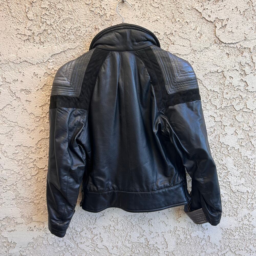 La Matta Vintage Leather Bomber Jacket Size Womens Small - Picture 2 of 6